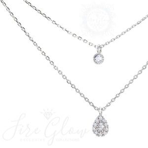 Rhodium Dipped Two Tiered Layered Charm Necklace
